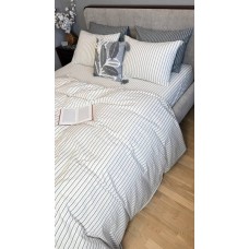 Постільна білизна Magic Washed Cotton, варена бавовна в тонку чорну смужку