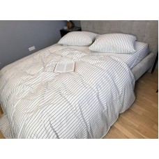 Постільна білизна Magic Washed Cotton, варена бавовна в тонку чорну смужку