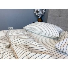 Постільна білизна Magic Washed Cotton, варена бавовна в тонку чорну смужку