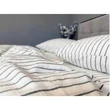 Постільна білизна Magic Washed Cotton, варена бавовна в тонку чорну смужку