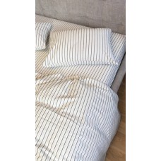 Постільна білизна Magic Washed Cotton, варена бавовна в тонку чорну смужку