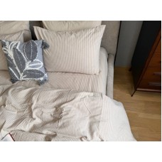 Постільна білизна Mini Bell Washed Cotton, кремова варена бавовна у тонку бежеву смужку