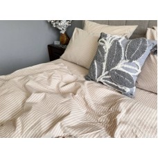 Постільна білизна Mini Bell Washed Cotton, кремова варена бавовна у тонку бежеву смужку