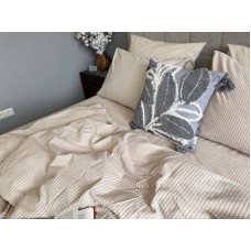 Постільна білизна Mini Bell Washed Cotton, кремова варена бавовна у тонку бежеву смужку