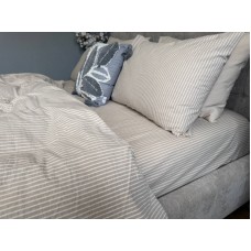 Постільна білизна Mini Bell Washed Cotton, кремова варена бавовна у тонку бежеву смужку