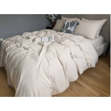 Постільна білизна Mini Bell Washed Cotton, кремова варена бавовна у тонку бежеву смужку