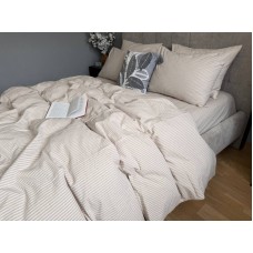 Постільна білизна Mini Bell Washed Cotton, кремова варена бавовна у тонку бежеву смужку