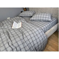 Постільна білизна Volcano Washed Cotton, варена бавовна в сіру клітку Постільна білизна Volcano Washed Cotton, варена бавовна в сіру клітку