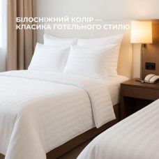 Простирадло сатин в смужку ТМ IDEIA 145 x 210 см білий у смужку