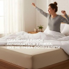 Простирадло трикотажне, 140/160 x 200 x 35 см, на гумці, сіре/беж, ТМ IDEIA