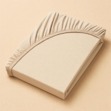 Простирадло трикотажне, 80/90 x 200 x 35 см, на гумці, беж, ТМ IDEIA