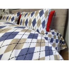 Комплект постільної білизни Ромб синій, Turkish flannel