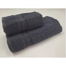 Рушники махрові жаккардові LUX COTTON AKASYA, 100% бавовна 520 г/м2, чорні, ТМ Gulcan