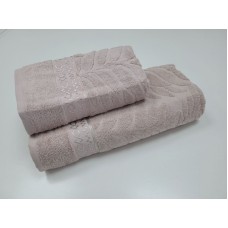 Рушники махрові жаккардові LUX COTTON AKASYA, 100% бавовна 520 г/м2, пудра, ТМ Gulcan