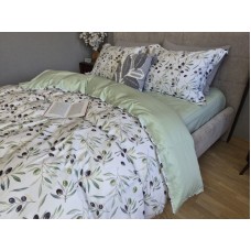 Комплект постільної білизни Fresh Olive Сатин PREMIUM, оливкові гілки