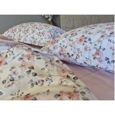 Комплект постільної білизни Linda Сатин PREMIUM, ніжно-рожевий з квітами