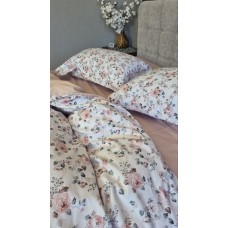Комплект постільної білизни Linda Сатин PREMIUM, ніжно-рожевий з квітами
