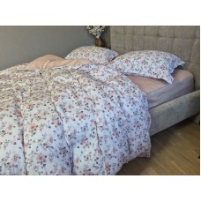 Комплект постільної білизни Linda Сатин PREMIUM, ніжно-рожевий з квітами