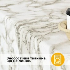 Скатертина Мармур сіро-білий, з водовідштовхувальним просоченням, 140 x 170 см, бавовна, ТМ IDEIA