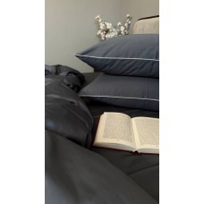 Сатин LUX Сірий джинс наволочки з кантом, SD-3916 Комфорт-текстиль, всі розміри, пошиття під ваш розмір