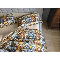Комплект постільної білизни Ведмежата Стиляги Cotton 5D бежевий Комплект постільної білизни Ведмежата Стиляги Cotton 5D бежевий