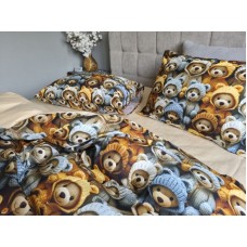 Комплект постільної білизни Ведмежата Стиляги Cotton 5D бежевий Комплект постільної білизни Ведмежата Стиляги Cotton 5D бежевий