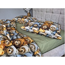 Комплект постільної білизни Ведмежата Стиляги Cotton 5D Хакі Комплект постільної білизни Ведмежата Стиляги Cotton 5D Хакі