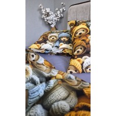 Комплект постільної білизни Ведмежата Стиляги Cotton 5D лавандовий Комплект постільної білизни Ведмежата Стиляги Cotton 5D лавандовий