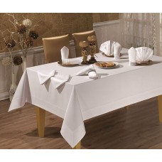 Скатертина Honey 160 x 220 см і 8 шт серветок, з вишивкою, ТМ Tabe Скатертина Honey 160 x 220 см і 8 шт серветок, з вишивкою, ТМ Tabe