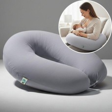 U-подібна подушка для вагітних та годування SeiDesign 30 x 190 см, трикотаж, гіпоалергенна, бавовняна наволочка на блискавці, сіро-бежева