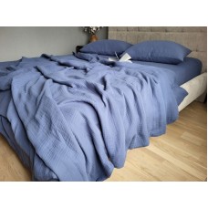 Комплект постільної білизни Navy Blue, Муслін чотиришаровий, 100% Бавовна, ТМ Комфорт-текстиль