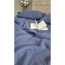Комплект постільної білизни Navy Blue, Муслін чотиришаровий, 100% Бавовна, ТМ Комфорт-текстиль
