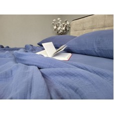 Комплект постільної білизни Navy Blue, Муслін чотиришаровий, 100% Бавовна, ТМ Комфорт-текстиль