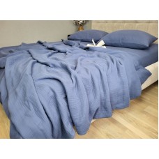 Муслінове покривало Navy Blue зі 100% бавовни, ТМ Комфорт-текстиль