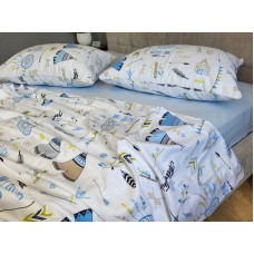 Комплект постільної білизни Вігвам/блакитний, Turkish flannel Комплект постільної білизни Вігвам/блакитний, Turkish flannel
