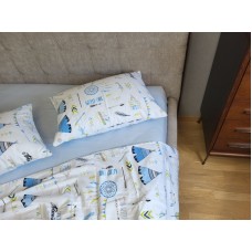 Комплект постільної білизни Вігвам/блакитний, Turkish flannel Комплект постільної білизни Вігвам/блакитний, Turkish flannel