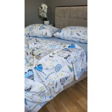 Комплект постільної білизни Вігвам/блакитний, Turkish flannel Комплект постільної білизни Вігвам/блакитний, Turkish flannel