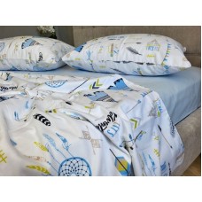 Комплект постільної білизни Вігвам/блакитний, Turkish flannel Комплект постільної білизни Вігвам/блакитний, Turkish flannel