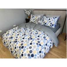 Комплект постільної білизни Юлій Turkish Cotton, двосторонній, білий з яскравими колами