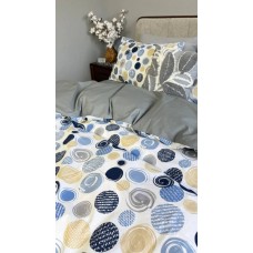 Комплект постільної білизни Юлій Turkish Cotton, двосторонній, білий з яскравими колами