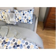 Комплект постільної білизни Юлій Turkish Cotton, двосторонній, білий з яскравими колами
