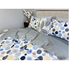 Комплект постільної білизни Юлій Turkish Cotton, двосторонній, білий з яскравими колами
