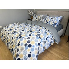 Комплект постільної білизни Юлій Turkish Cotton, двосторонній, білий з яскравими колами