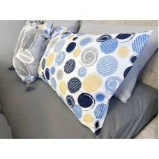 Комплект постільної білизни Юлій Turkish Cotton, двосторонній, білий з яскравими колами