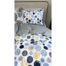 Комплект постільної білизни Юлій Turkish Cotton, двосторонній, білий з яскравими колами