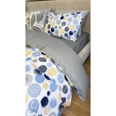 Комплект постільної білизни Юлій Turkish Cotton, двосторонній, білий з яскравими колами
