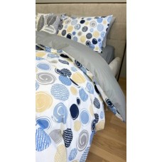 Комплект постільної білизни Юлій Turkish Cotton, двосторонній, білий з яскравими колами