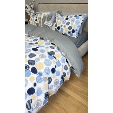 Комплект постільної білизни Юлій Turkish Cotton, двосторонній, білий з яскравими колами