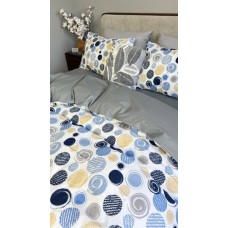 Комплект постільної білизни Юлій Turkish Cotton, двосторонній, білий з яскравими колами
