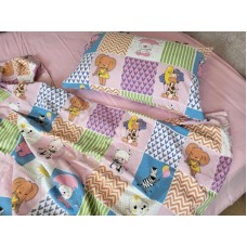 Комплект постільної білизни Звірята/рожевий, Turkish flannel Комплект постільної білизни Звірята/рожевий, Turkish flannel